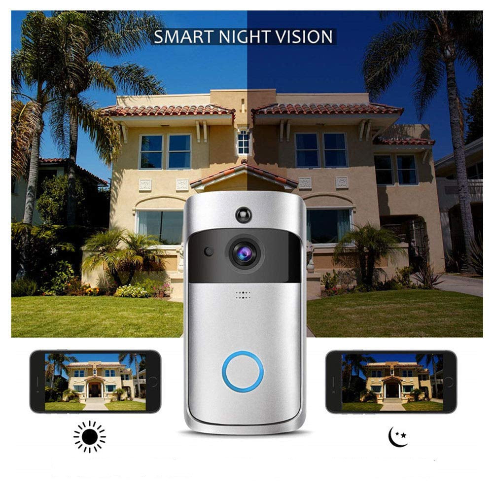 Interfon video inteligent, sistem sonerie smart cu camera video HD, night vision, microfon, detectia miscarii, aplicatie dedicata
